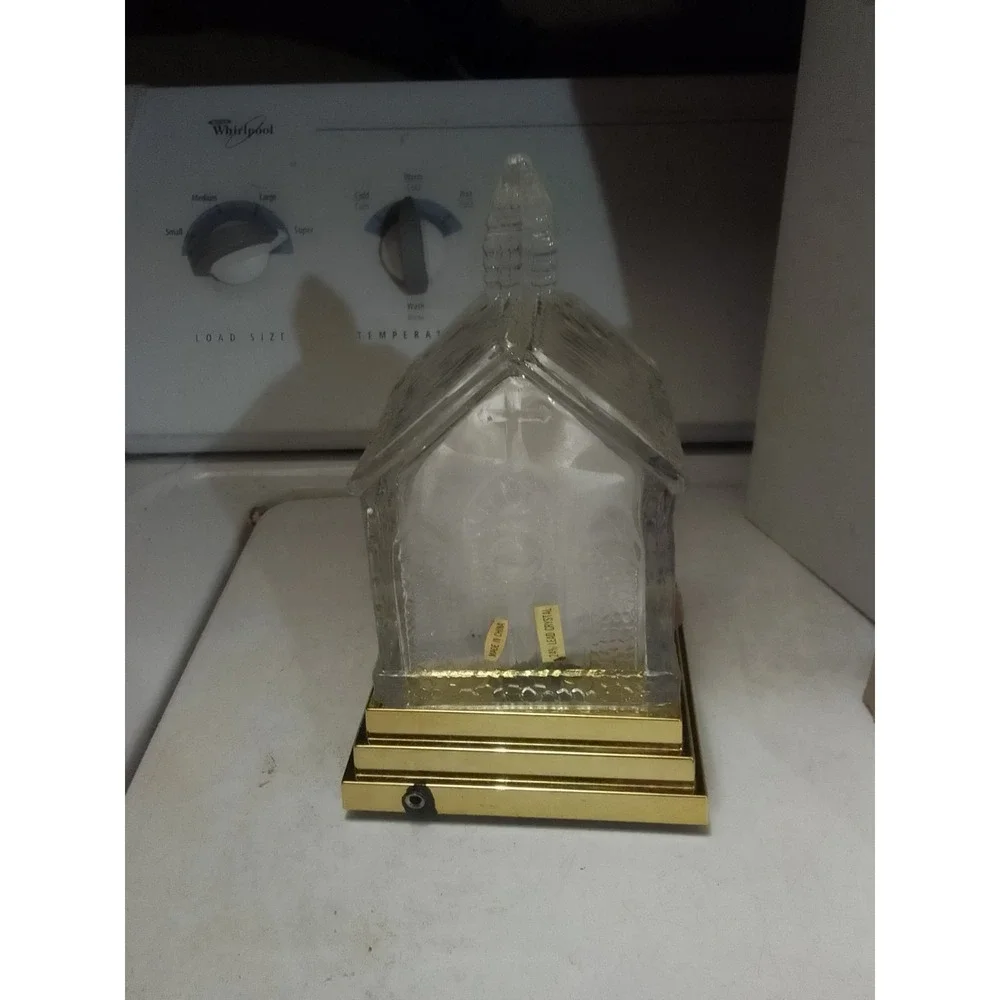 VTG Item No#0611 Musical Lighted Crystal Church With Strained Glass Comes In The